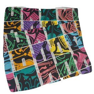 Vintage Homemade Pillowcase Pair Musician Black Nots Brass Drums Retro Colorful